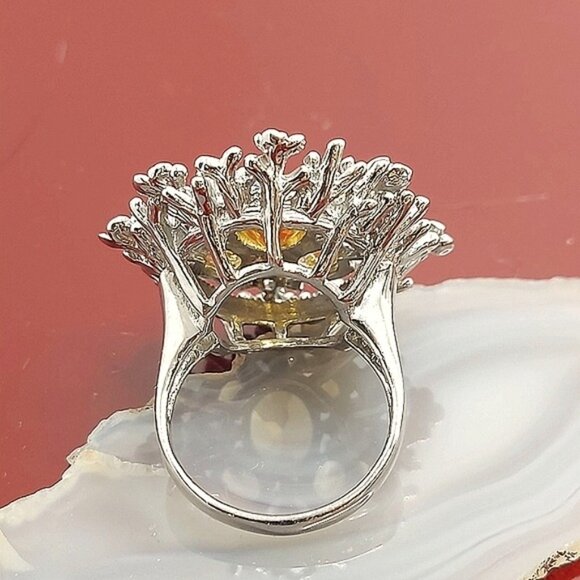 Natural Citrine 10x8mm, Tanzanite 925 Sterling Silver Ring Size 8 - Picture 4 of 11